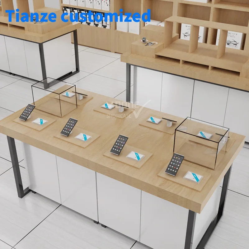 [Customized]mobile display showcase glass counter display mobile shop interior design