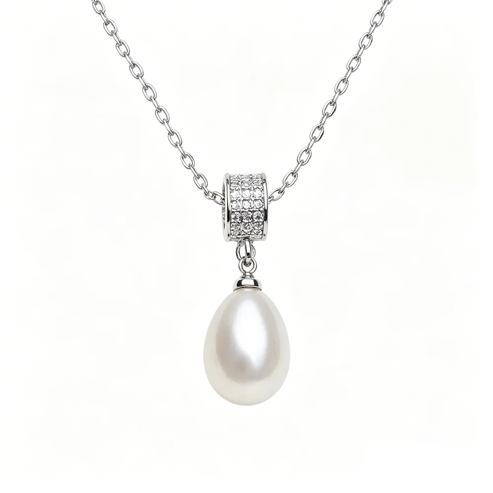 

Luxury White Pearl Pendant Woman,Real Cultured Natural Fresh water 925 Silver Pearl Pendant Wife Engagement Gift