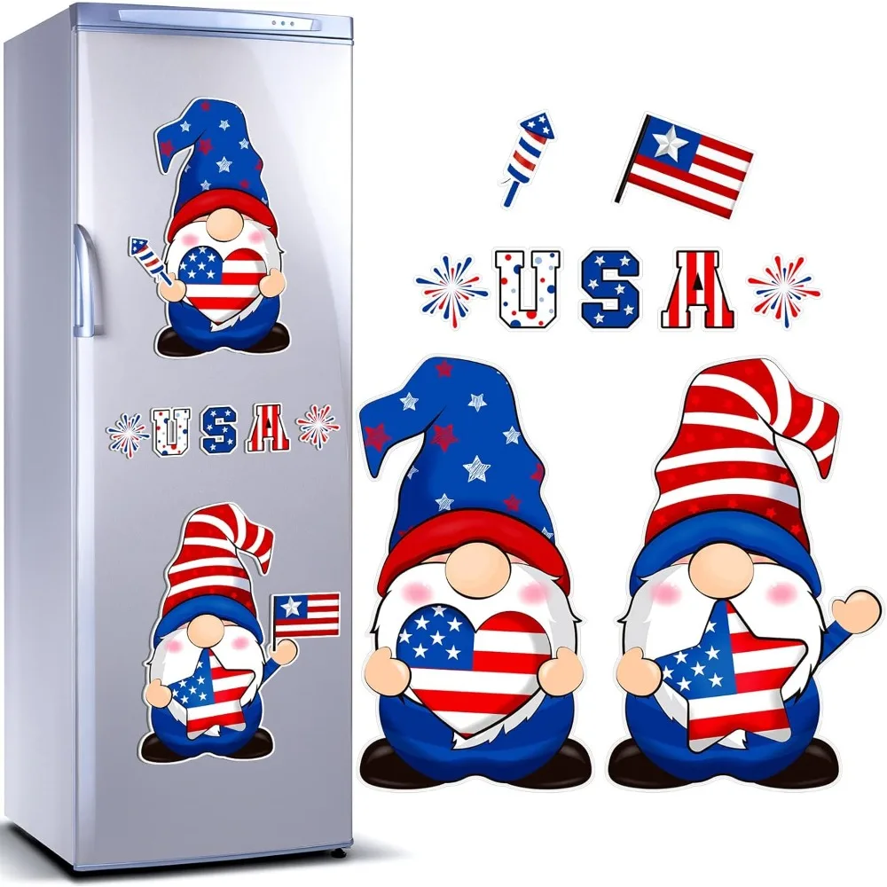 9 Patriotic Elf Fridge Magnets for Independence Day, Memorial Day & decorating kitchens, mailboxes, metal doors, cars.