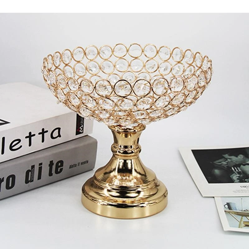 

Gold Plated Crystal Fruit Plate Candy Storage Box Trays Decorative Dresser Table Cosmetic Containers Jewelry Organizer
