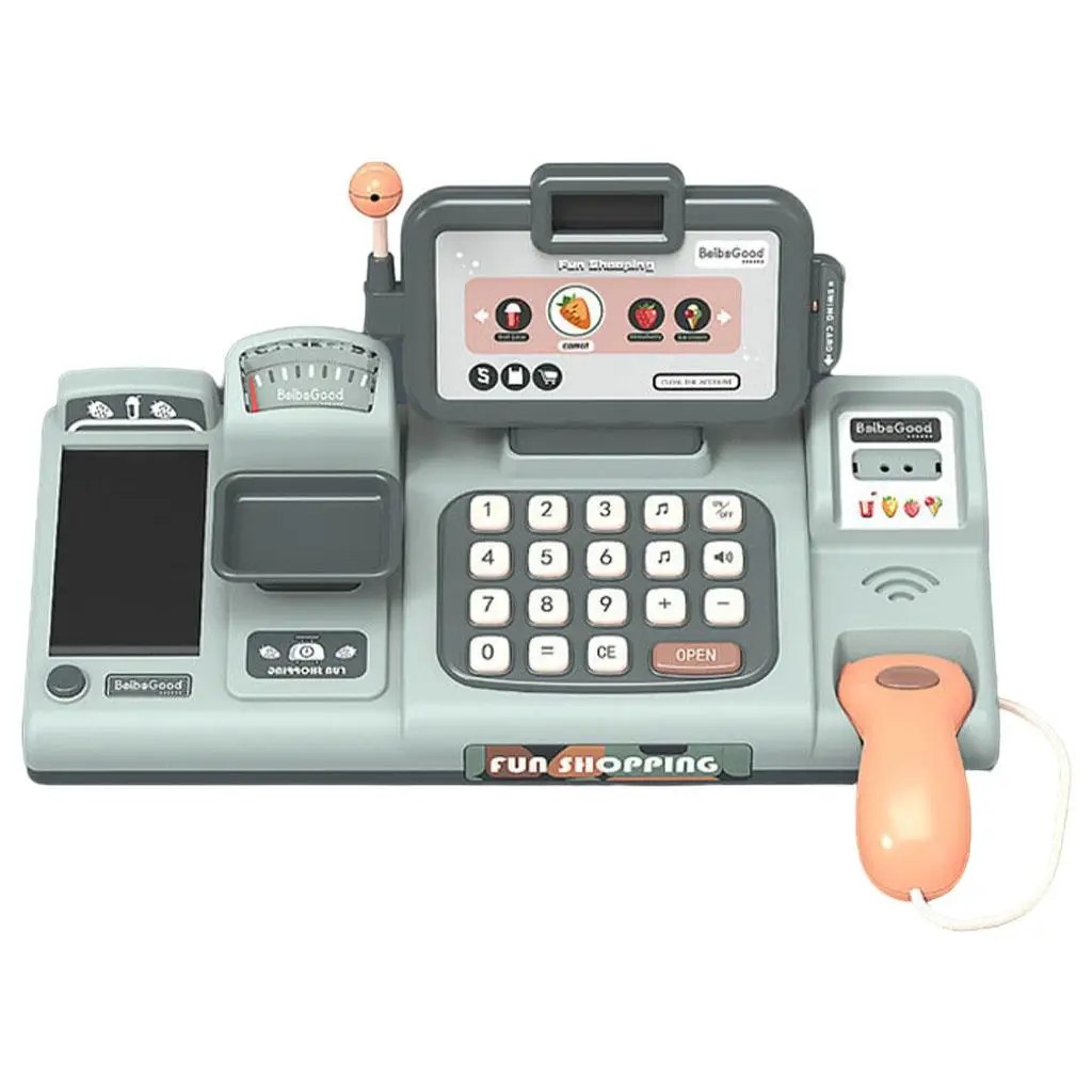 Cash Register Microphone, Scanner, Calculator, Pretend Play Kids Early Educational Toys for Kids Children