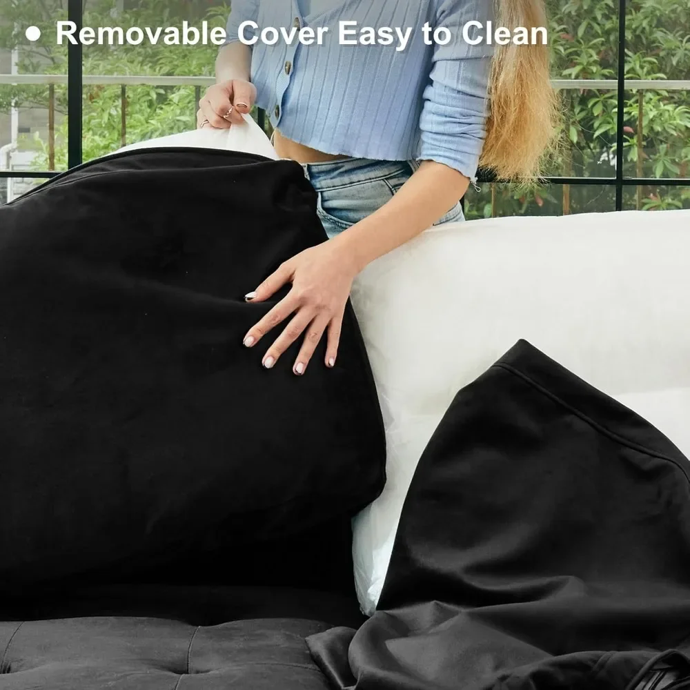 أريكة مقطعية ذات جودة عالية مع سرير أريكة قابل للتحويل ومقعد محبب مخملي لغرفة المعيشة