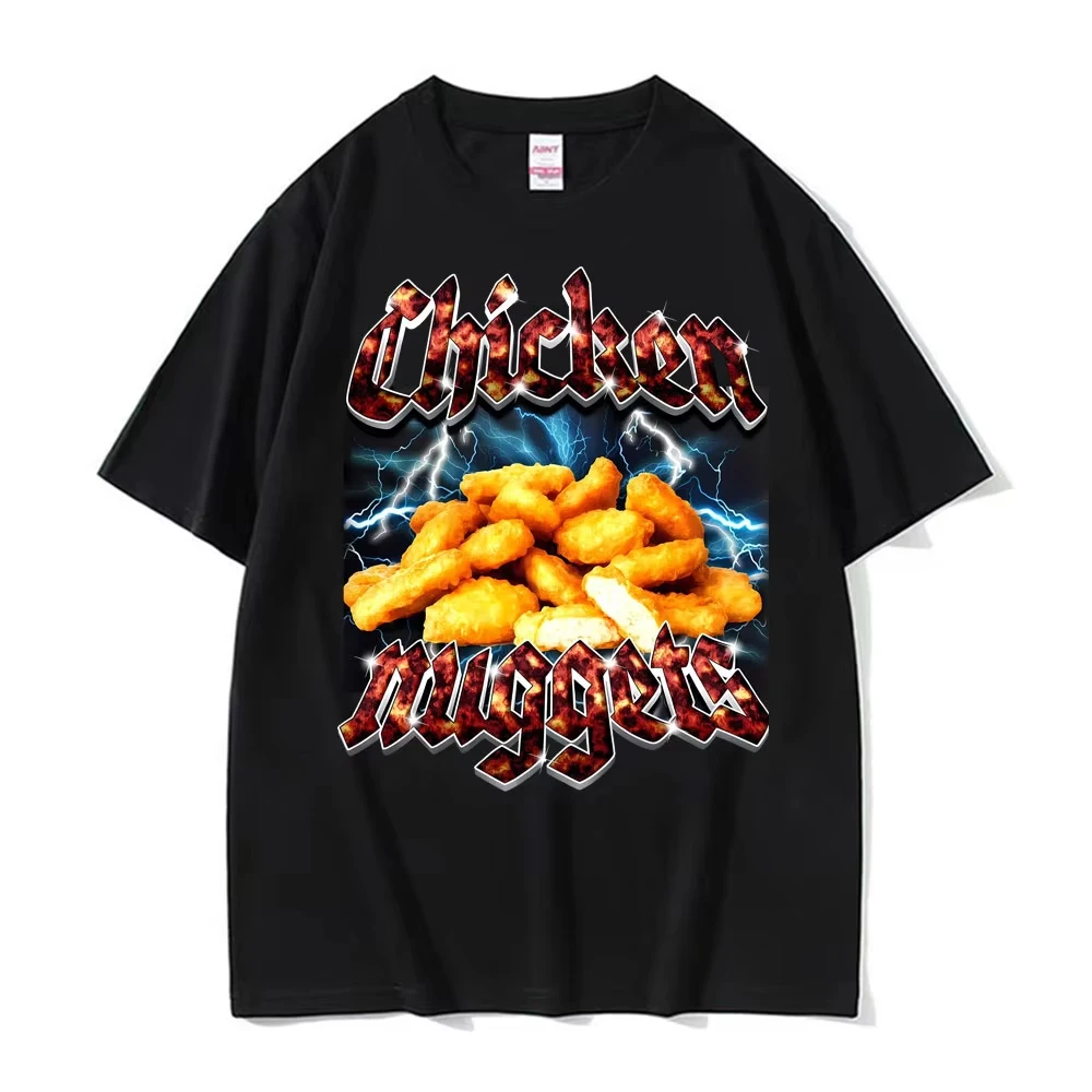 Funny Chicken Nuggets Vintage Style Meme Graphic T-shirt Men Women Hip Hop Gothic Oversized T Shirt 100% Cotton Comfort T-shirts