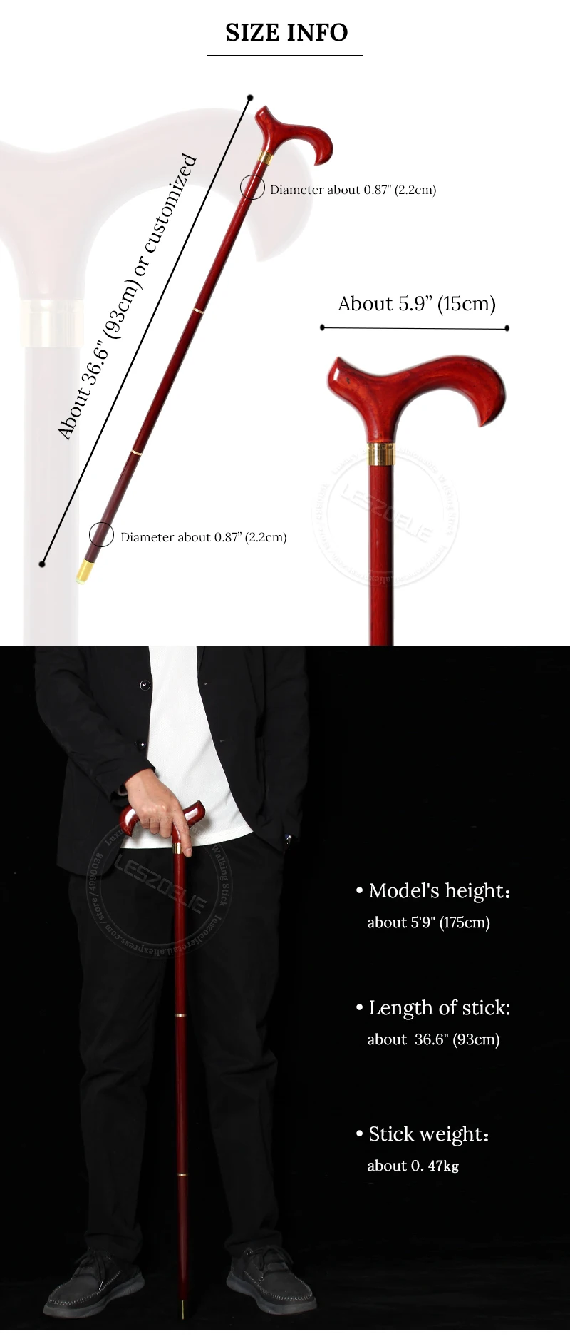 Red Wooden Handle 3-Pieces Walking Stick Men Detachable German Beech Wood Walking Canes Women Fashion Walking Sticks