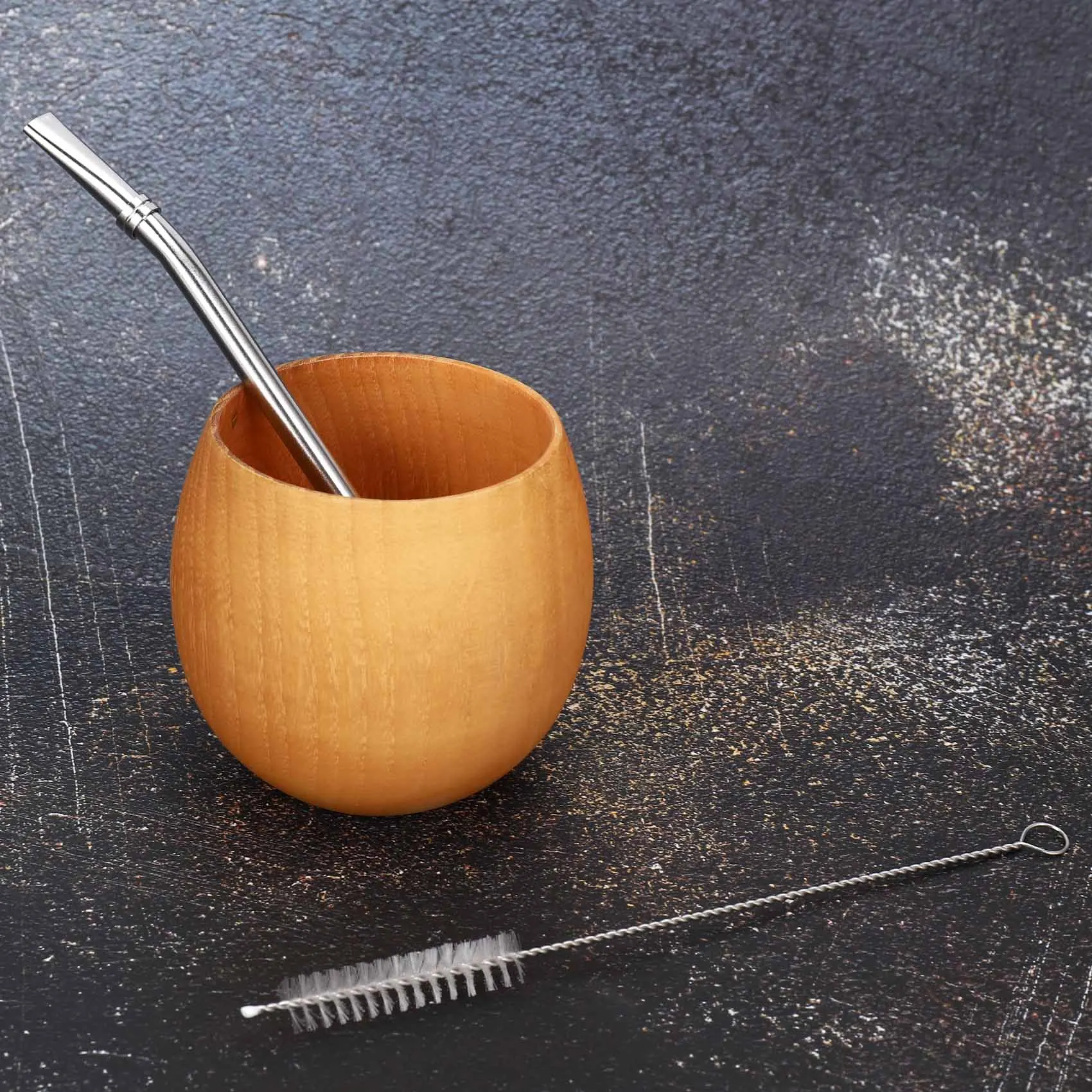 NEW HOT In Stock-Wooden Yerba Gourd Mate Tea Set Handmade Natural Wood Coffee Water Mate Cup With Spoon Straw Bombilla Brush 200