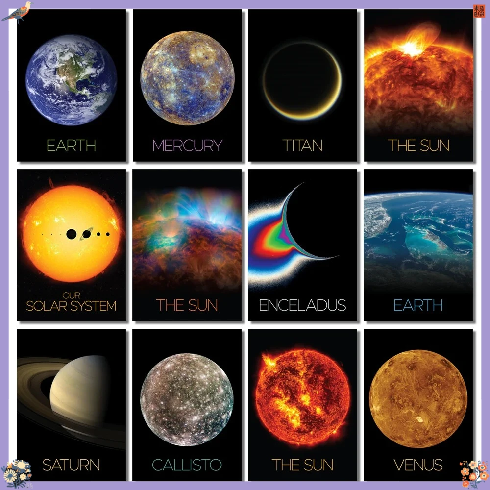Planets Wall Art Poster Sun Mercury Venus Earth Moon Jupiter Mural Modern Home  Canvas Picture Print Living Room ate