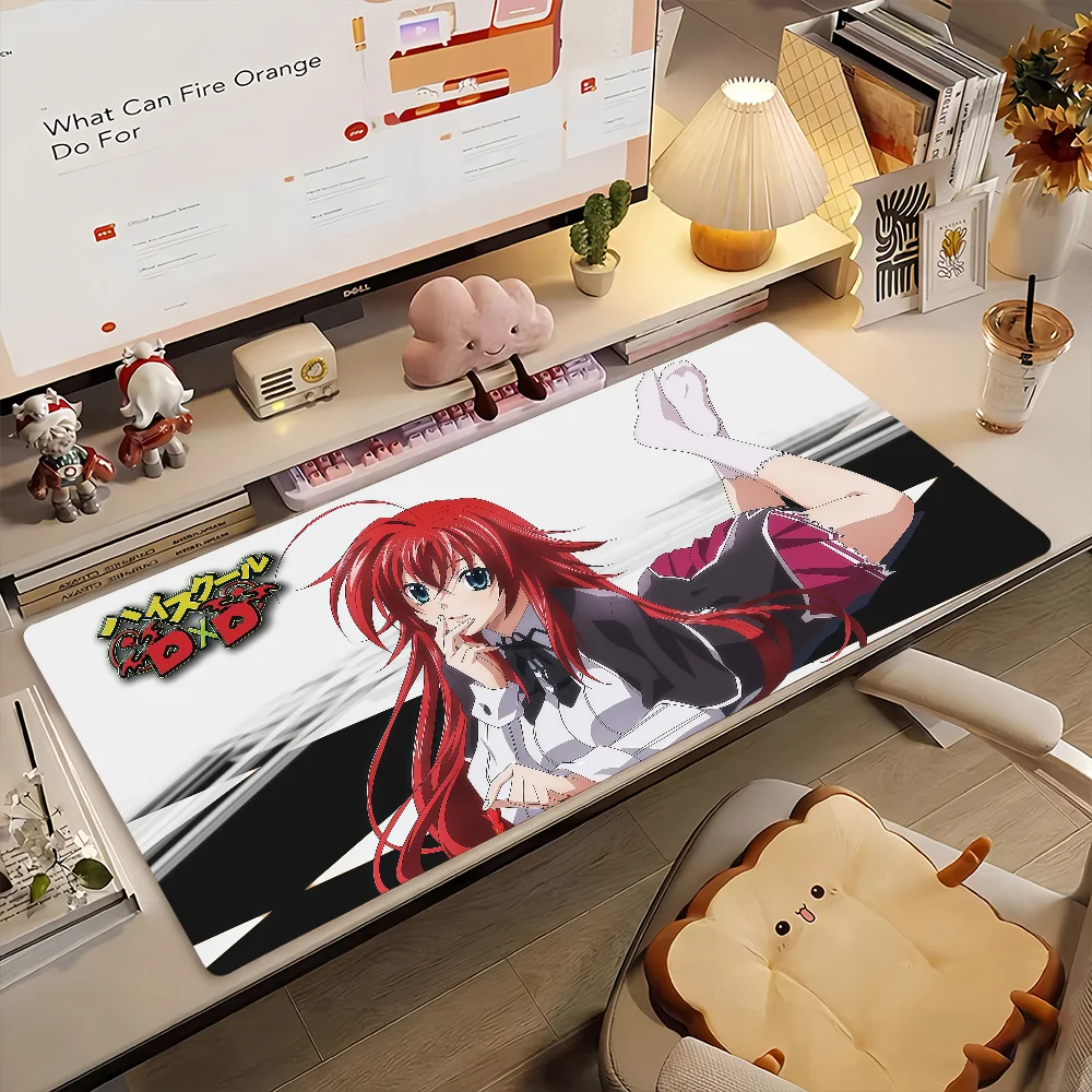 Large Waifu 90x40cm Red Hair Devil Girl Extra Large Thick Mouse Pad Non Slip Rubber Base Stitched Edge Desk Mat For PC