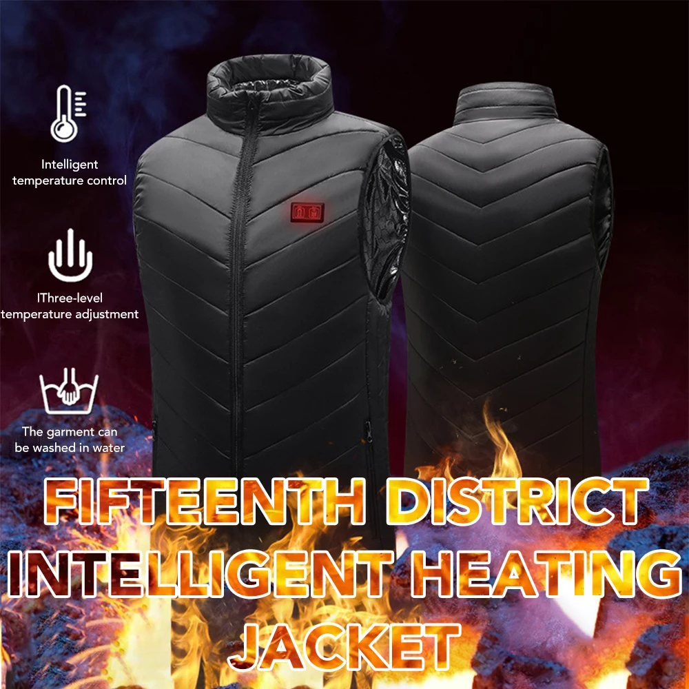 11/15 Areas Thermal Heating Vest Intelligent USB Temperature Dual Control Heated Cotton Clothing Men's Casual Warm Jackets