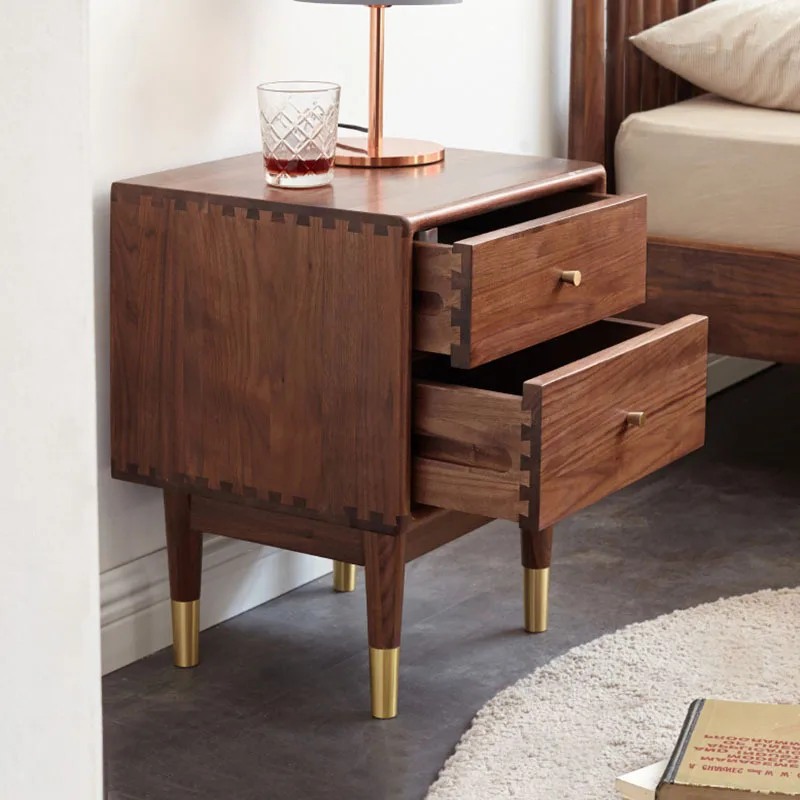 

Настраиваемый североамериканский черный орех, прикроватная тумбочка из цельного дерева, скандинавский японский свет, роскошный шкаф для хранения в спальне