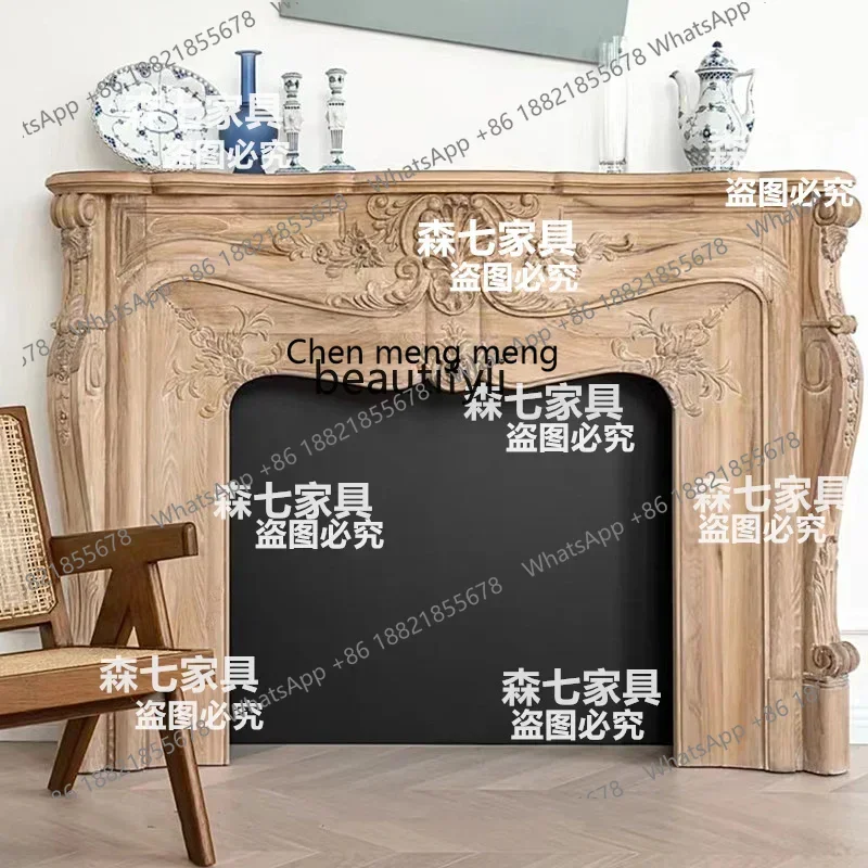 D178 American carved solid wood fireplace decorative cabinet light luxury storage log living room TV cabinet