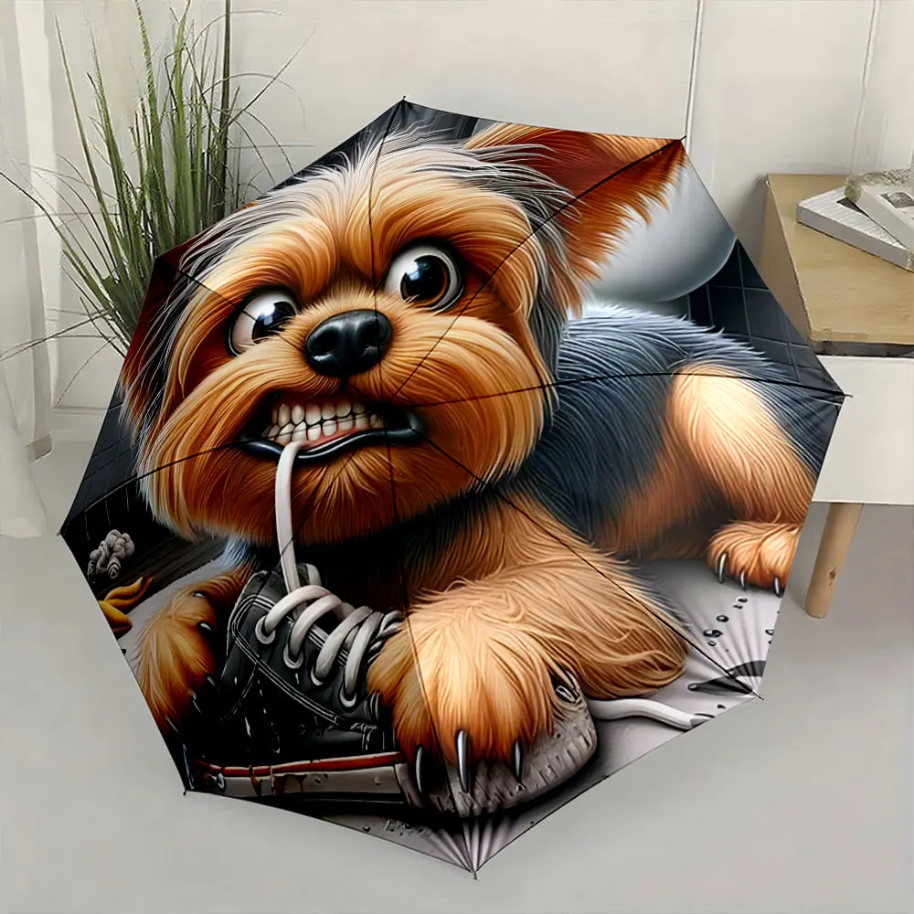 1PC Adorable Dog Design on Umbrella for Pet Lovers Print 8 Iron Ribs Folding Umbrella Auto-Open Fashion Sunshade