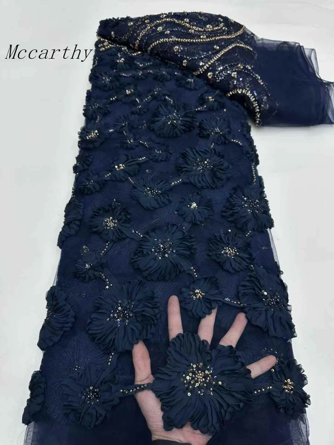 

Luxury African Sequins Beaded Lace Fabric 2025 High Quality Groom Nigerian Wedding Bridal Embroidery French Tulle Material