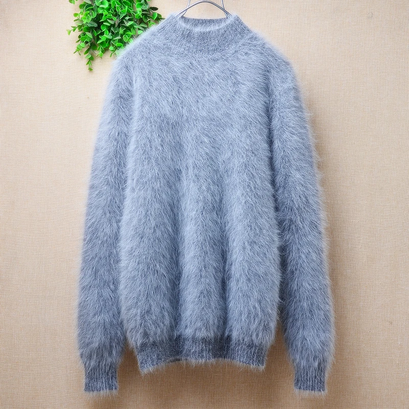 Women Mujer Autumn Winter Clothing Hairy Mink Cashmere Knitted Long Sleeves Turtleneck Loose Pullover Angora Fur Sweater Jumper