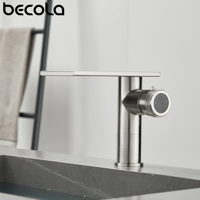 Imagem -02 - Becola-brass Waterfall Faucet para Banheiro Torneiras de Lavatório Single Handle Água Fria e Quente Torneira Misturadora Pia Preta