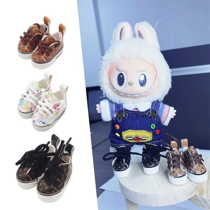 4x2cm sepatu kulit untuk 1/6 sepatu boneka katun 15cm sepatu mainan boneka katun Labubu aksesoris pakaian