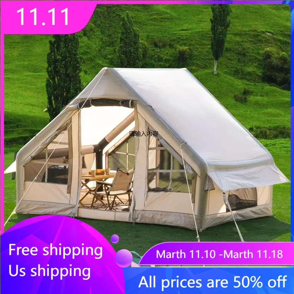 

Inflatable Camping Tent with Picnic Blanket,2/4/6 Person Cabin Tent,Waterproof Outdoor Oxford Tents,with Mosquito Screen