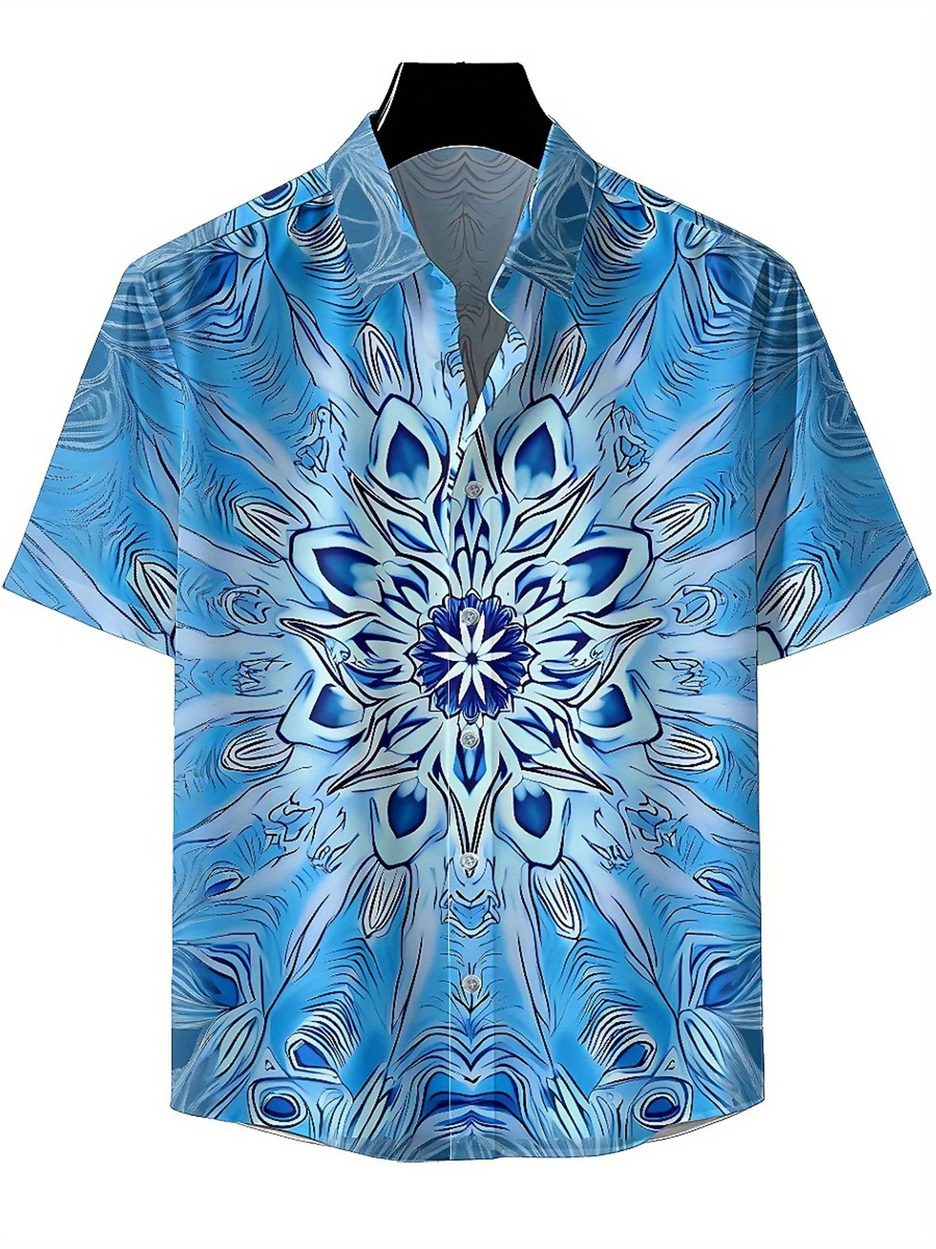 Men's Plus Size Hawaiian Shirts Mandala Flowers Pattern,Premium Comfort Youth Clothes,Y2K Tops