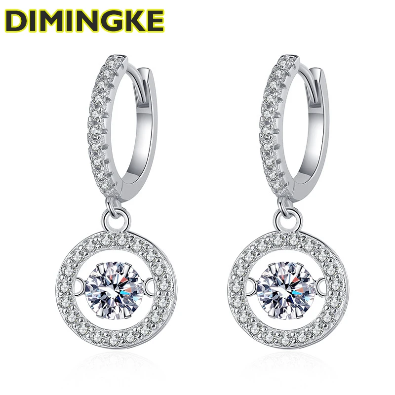 

DIMINGKE Really 0.5 Carat D VVS Moissanite Beating Earrings Pass Diamond Test 100% Solid S925 Jewelry Wedding Women Gift