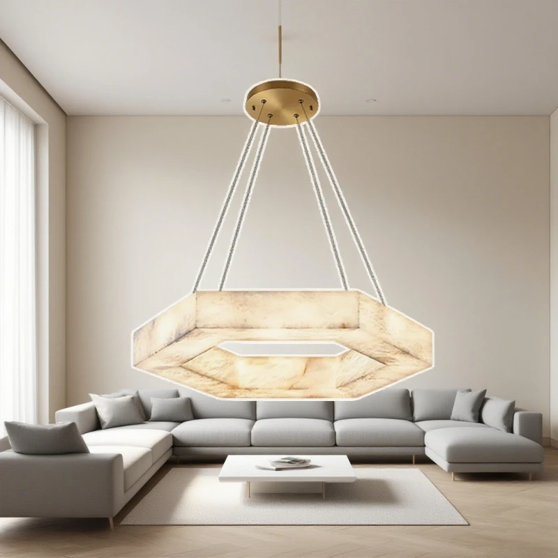 

2025 New Designer Indoor marble LED Chandelier Pendant Lamp Luster Ceiling Light Modern Dimmable for Living Room luminaire