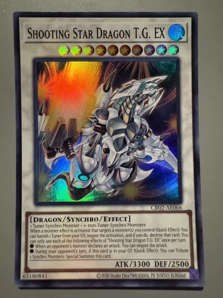 

Yugioh KONAMI Duel Monsters CR02-AE066 Shooting Star Dragon T.G. EX Super Rare Asian English Collection Mint Card