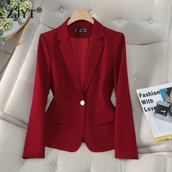 ZJYT Korean Fashion One Button Blazers Mujer Women's Coat Jacket Autumn Outerwears Elegant Office Casaco Plus Size Veste Femme