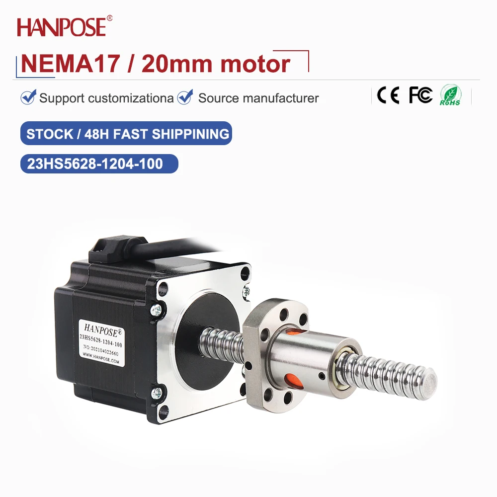hanpose Nema23 ball screw Stepper Motor 23HS5628 -SFU1204 400 500 600mm  2.8A  4-lead 126N.CM 42 motor for 3D Medical machinery
