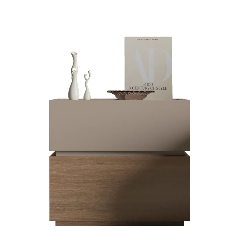 

Solid wood bedside table, minimalist modern bedroom, bedside storage cabinet