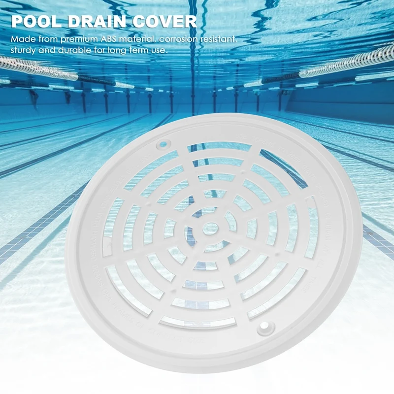 8Inch Pool Main Drain Cover The Top Grate Bottom Mounting Plates White Replacement Pool Drain Cover Pool Outlet Cover