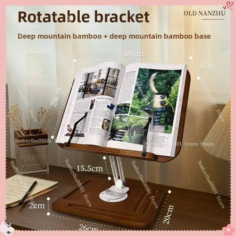 For Books Notebooks Reading Rack Bamboo Adjustable Book Stand Kids Desk Holder