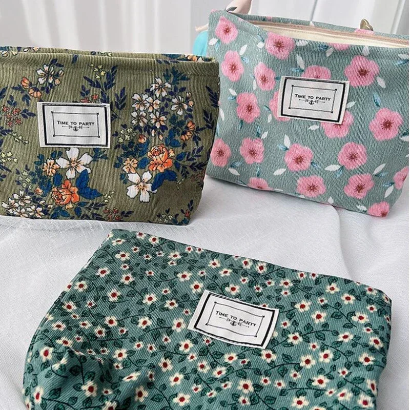 Cute Flower Pencil Case Korean Pencilcase Corduroy Pen Case School Supplies Pencil Cases for Girls Gift Back To School