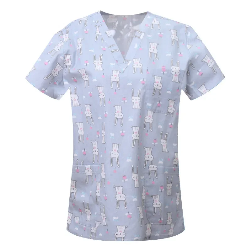 Pharmacist Dentist Veterinary Nurse New Tops Fashion Slim Beauty Scrub Clothes Spa Nurse Pure Cotton Medical Lab Medical Uniform