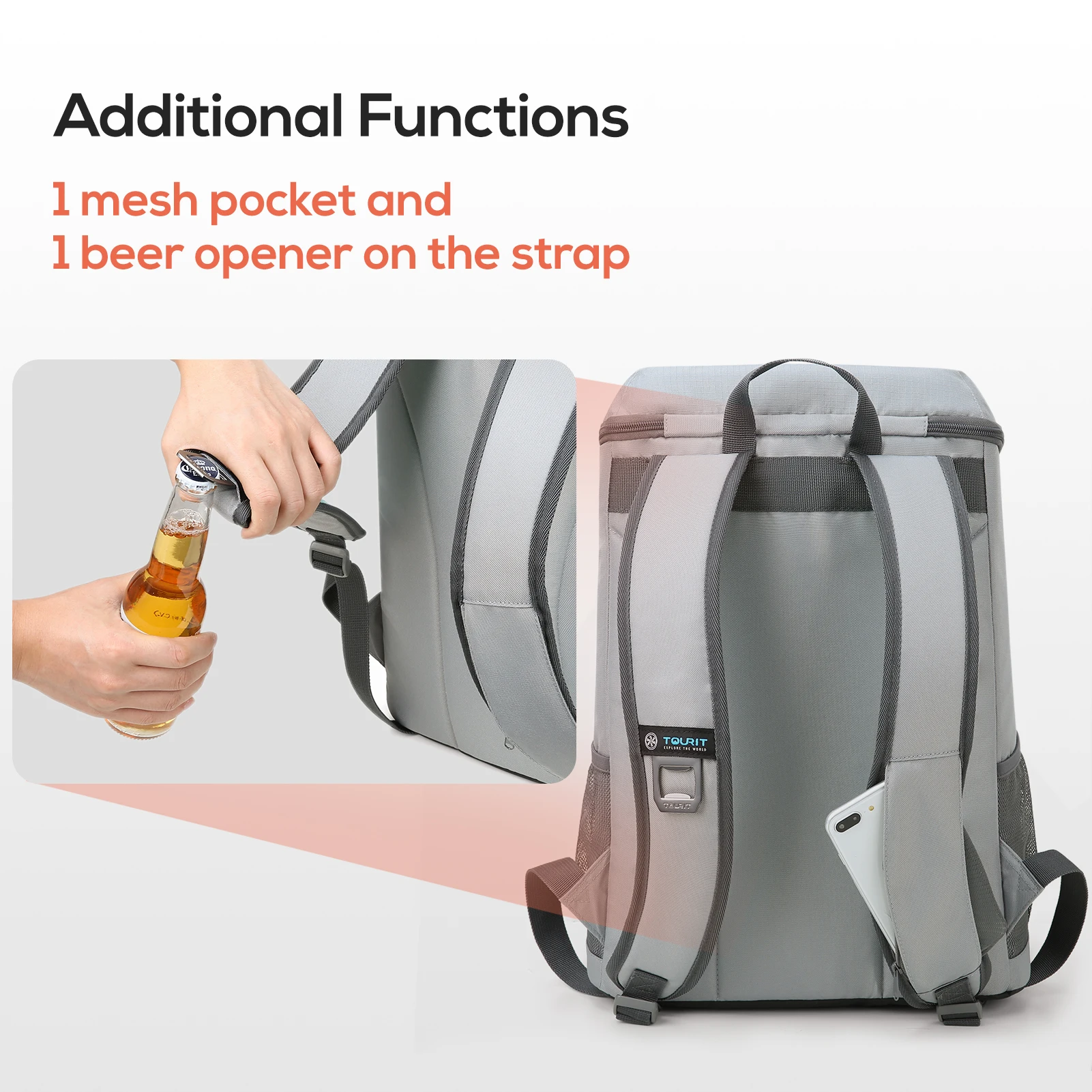 Mochila térmica TOURIT para pícnic, bolsa térmica de gran capacidad para comida con abrebotellas, bolsas refrigeradoras aisladas a prueba de fugas