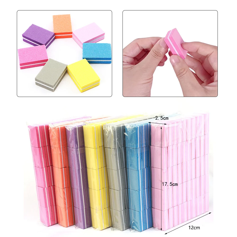 ชุดบัฟเฟอร์ทาเล็บ 50 ชิ้น/ถุง 2 ด้านสีสัน Buffing Block ทําเล็บมือ Sanding File เครื่องมือ