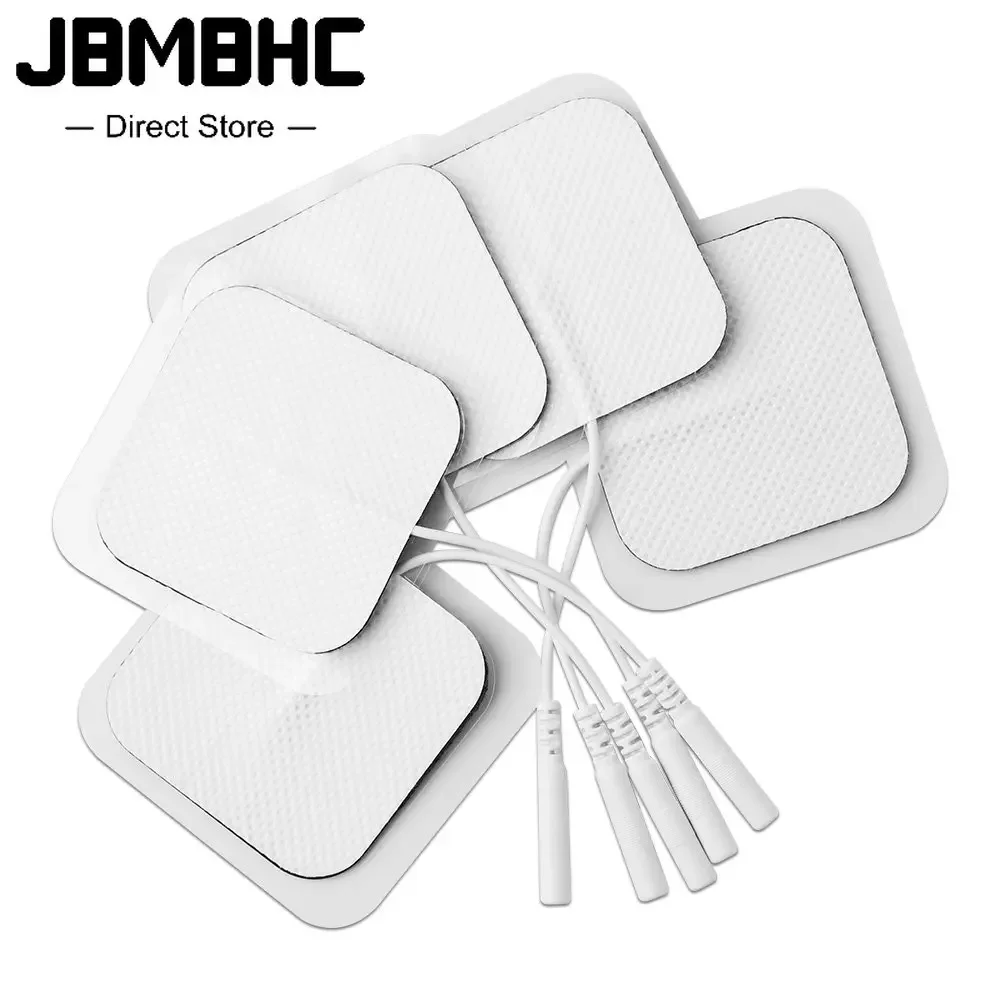 20/10 Stück 5 x 5 cm TENS EMS Nervenmuskelstimulator Elektrodenpads Gel-Massagegerät Patch für Elektroden Physiotherapie-Maschine 2 mm Stecker