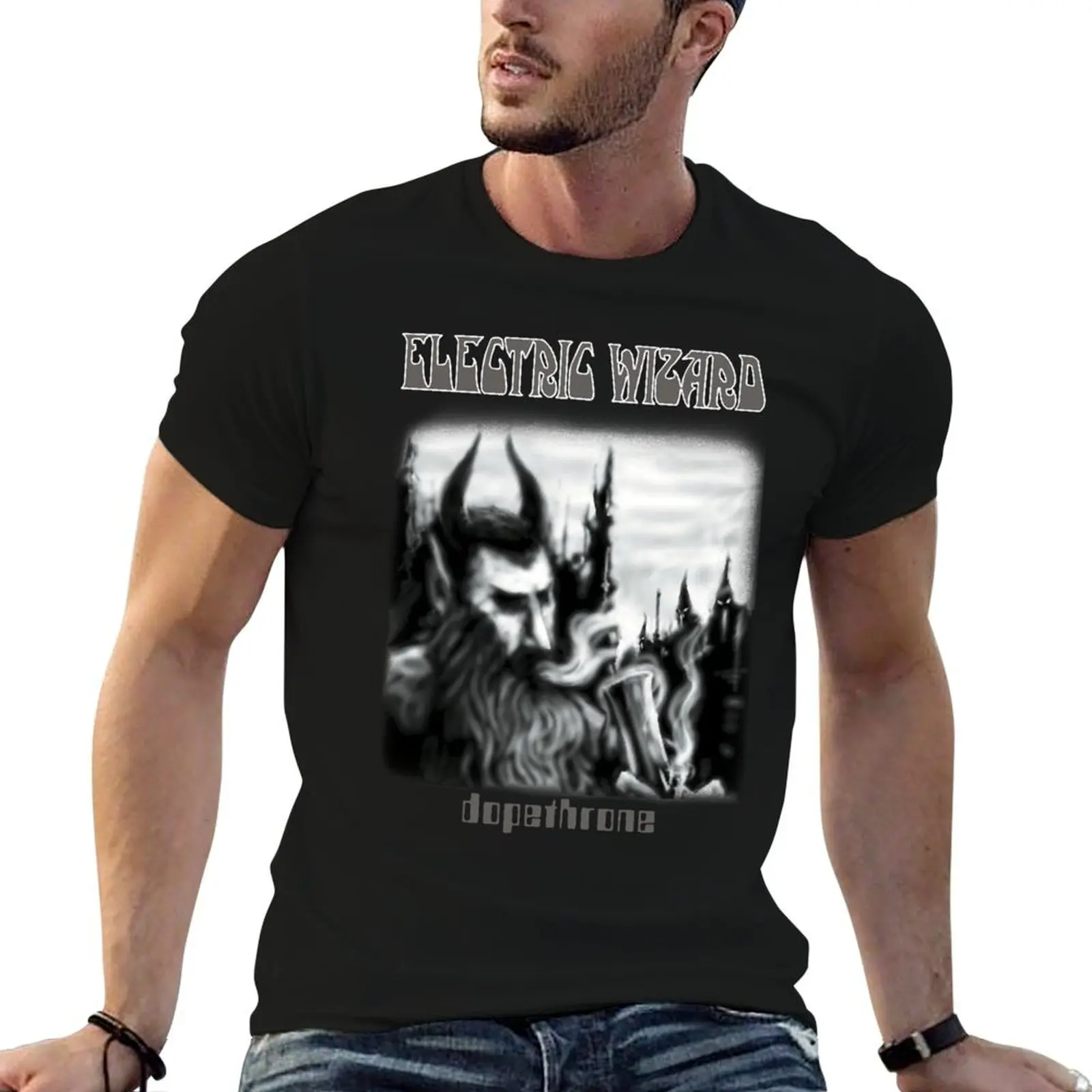 

- Old Metal Wizard DoomStoner Classic shirts Dopethrone graphic School man UK T-Shirt t Electric