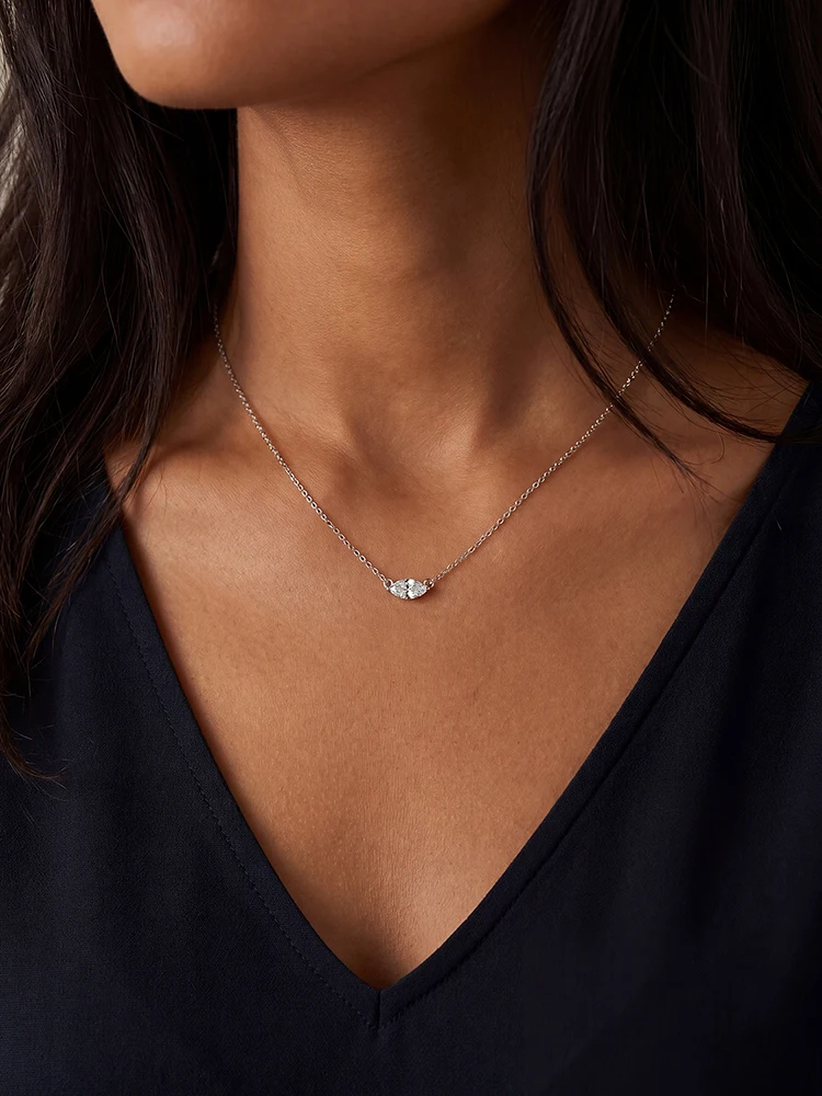 925 Sterling Silber Minimalismus Mode Marquise Zirkon Halskette für Frauen Verlobung Hochzeit Party Hochwertiger edler Schmuck – Detail 11