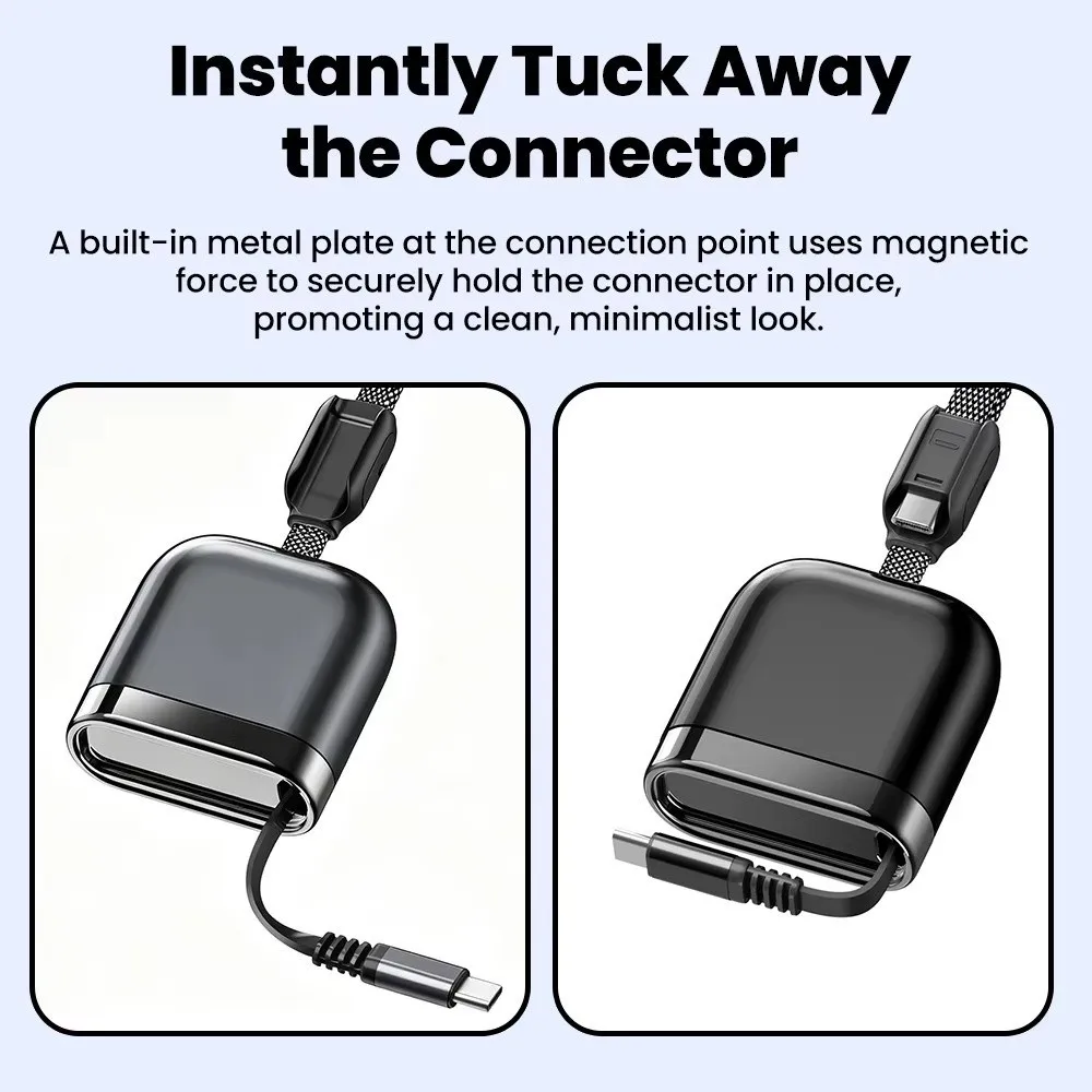 120cm USB C Charging Cable 5A Current Rating 240W Power Delivery Retractable Phone Cable USB C to Type C Single Head Retractable