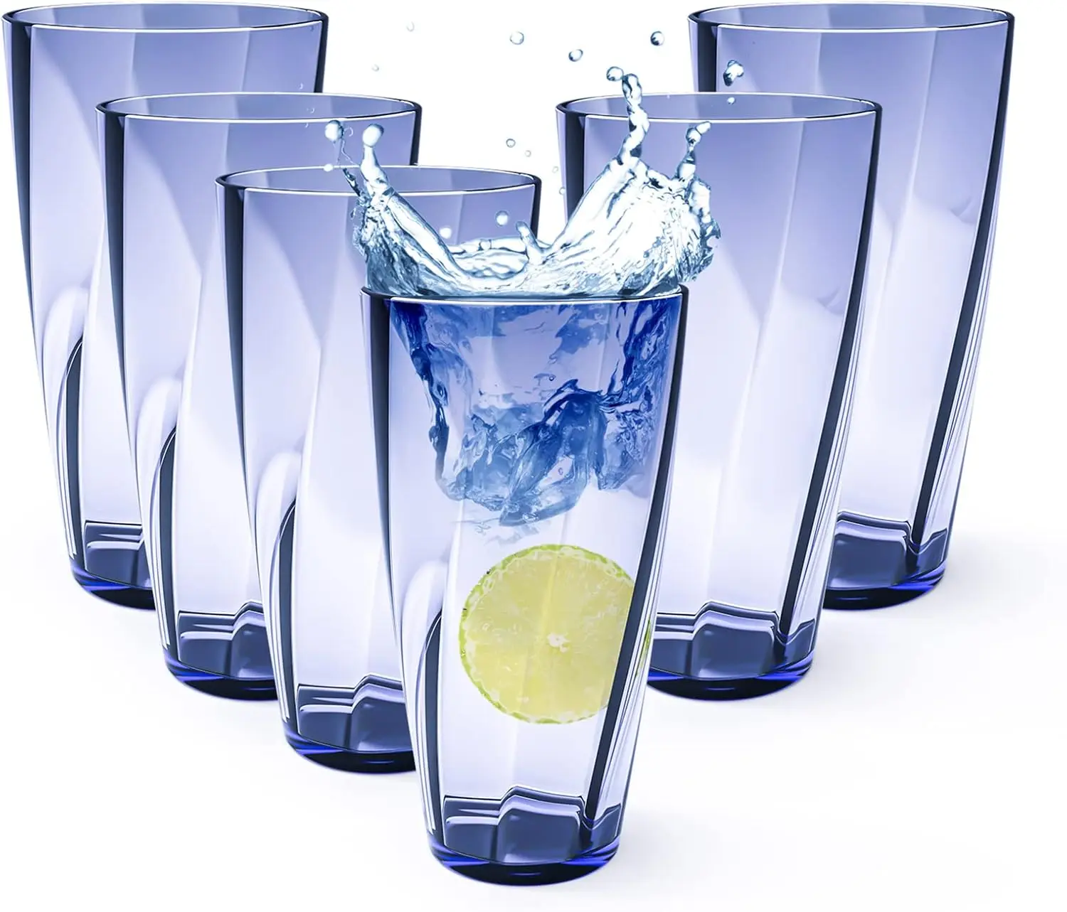 

Unbreakable Plastic Tumbler Set of 6 25oz Large Drinking Glasses for Picnic Dishwasher Safe New Blue