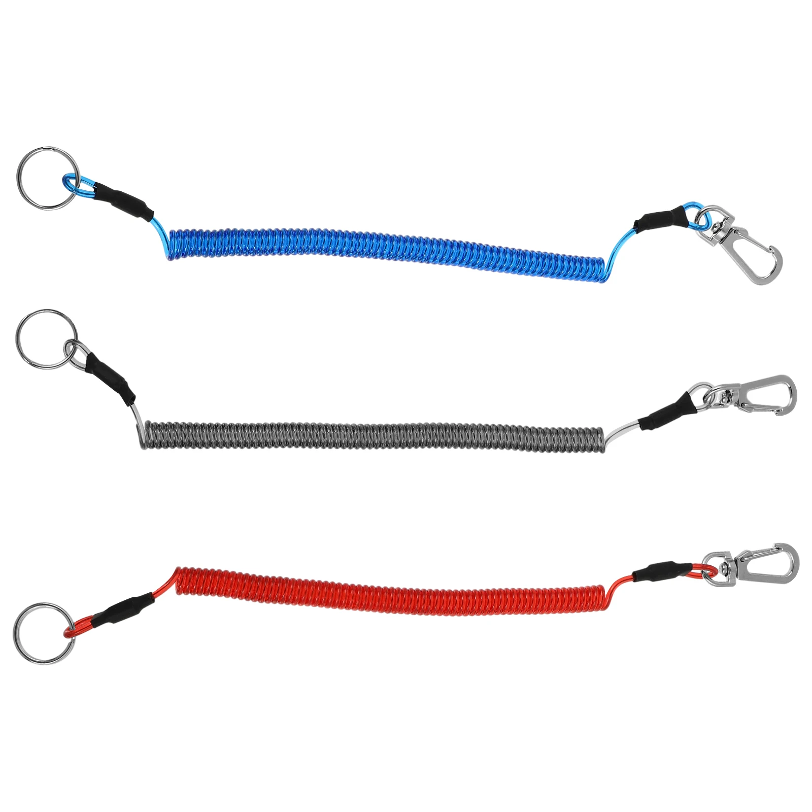 

3pcs Steel Wire Spring Ropes Durable Elastic Retractable Fishing Lanyard for Hiking Climbing Practical Portable Storage