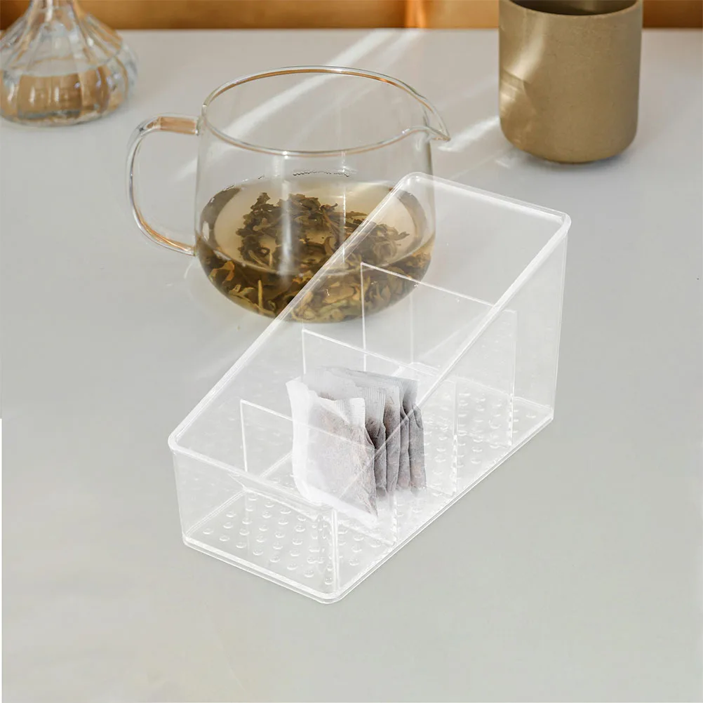 

2Pcs Tea Bag Organizer 4 Grids Transparent Storage Box for Tea Bags Coffee Bags Sugar Packets Household Sundries Holder Compact