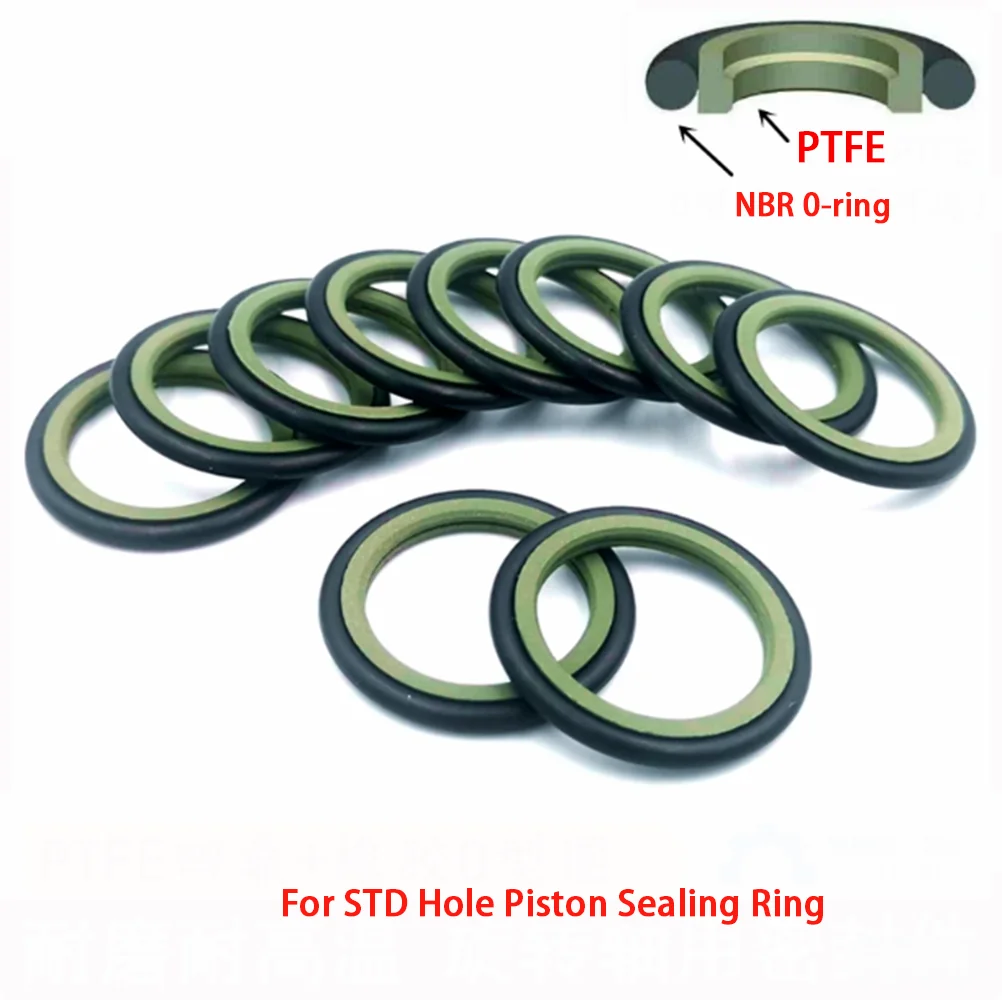 1PCS RS Type Hydraulic Cylinder For STD Hole Piston Sealing Ring ID 20-60mm OD 27.5/29.5/31/32.5/33/34/35~75.5mm PTFE NBR O-ring