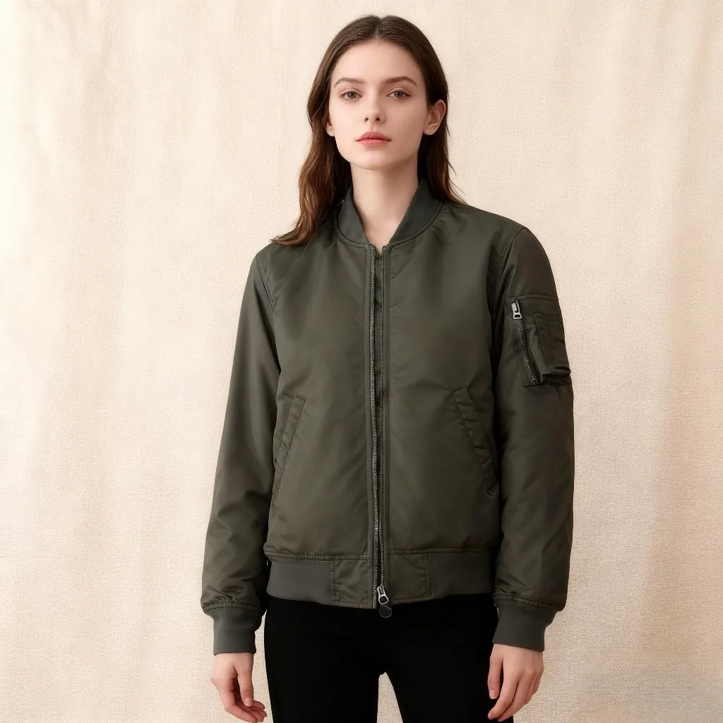 Bomber Jackets Girls Womens Autumn Multi-Functional Multi-Pockets Patches Spliced Split Slouchy Baggy Loose-Fitting Wide Commute - view 3