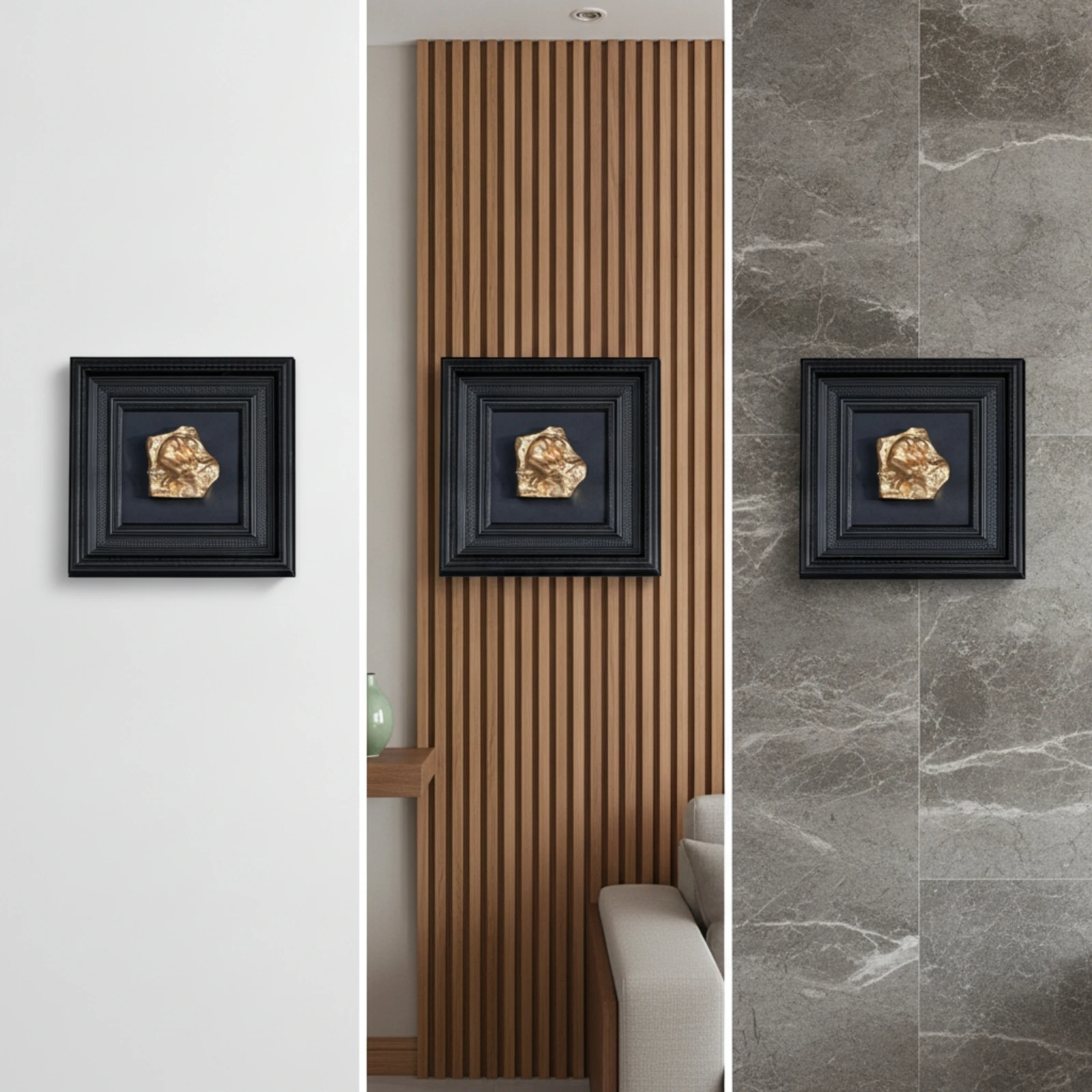 Sculptural Relief 3d Textured Framed Artwork Painting Ready to Hang Decor Geometric for Homeowners, Living Room, Entryway