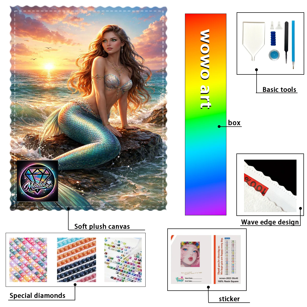 

【madel_ Diamond Art】Кристаллы Crystal AB и FD, идеальные стразы из смолы, серия «Русалка с пляжа»