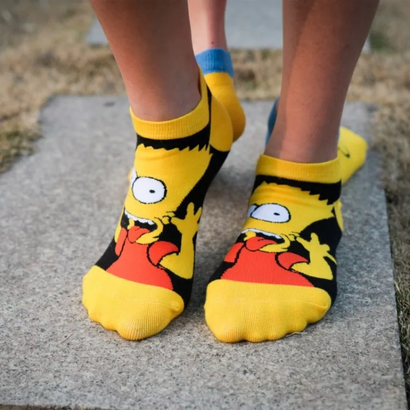 4 Pairs Simpsons JoJo Simpson Cartoon Women Girls Socks Japanese Ladies Soft Breathable Sock Cotton Boat Short Socks for Woman