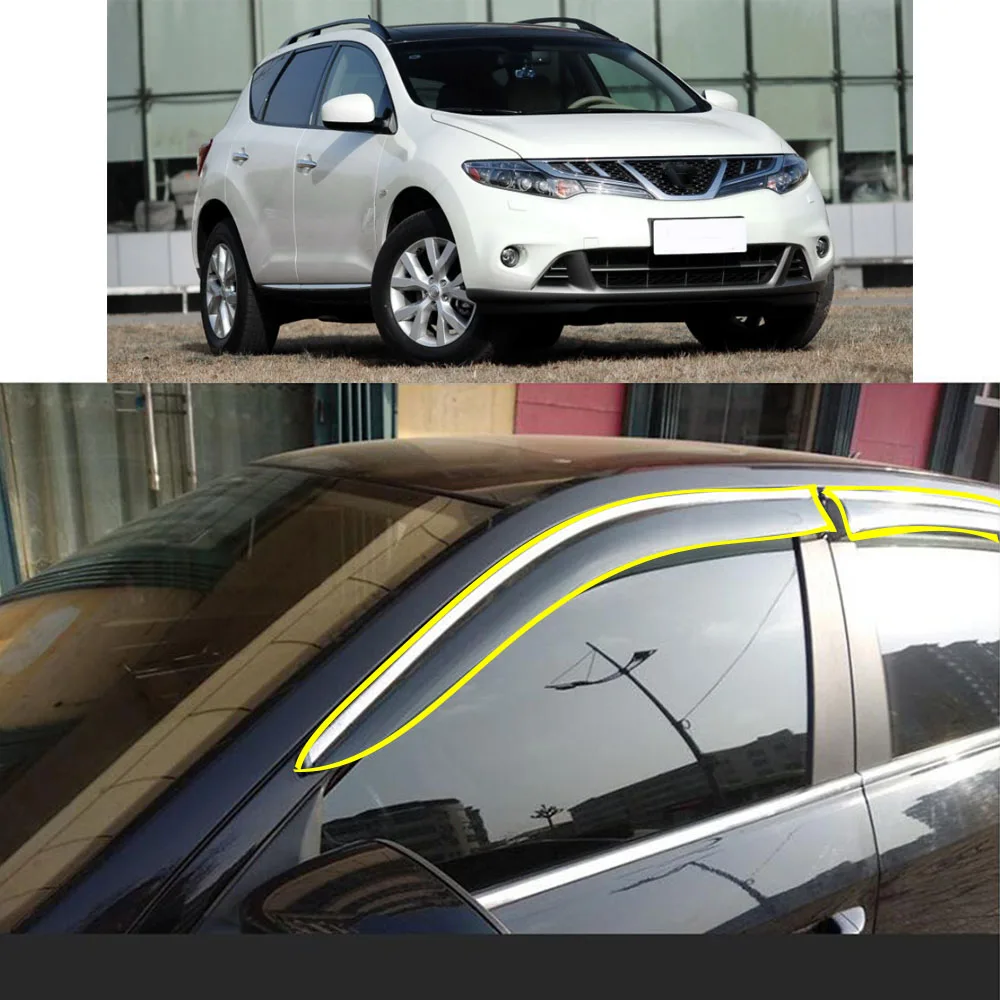 

Car Body Styling Sticker Plastic Window Glass Wind Visor Rain/Sun Guard Vent Parts For NISSAN Murano 2011 2012 2013 2014