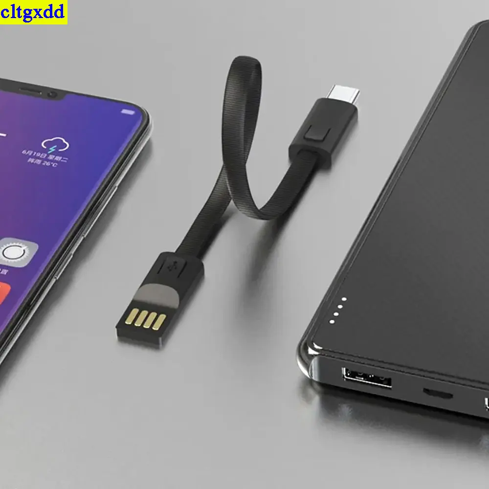 Cltgxdd kabel data USB mikro tipe-c, 1 buah gantungan kunci mikro tipe-c IOS, kabel data pendek portabel pengisian cepat untuk Xiaomi Huawei iPhone