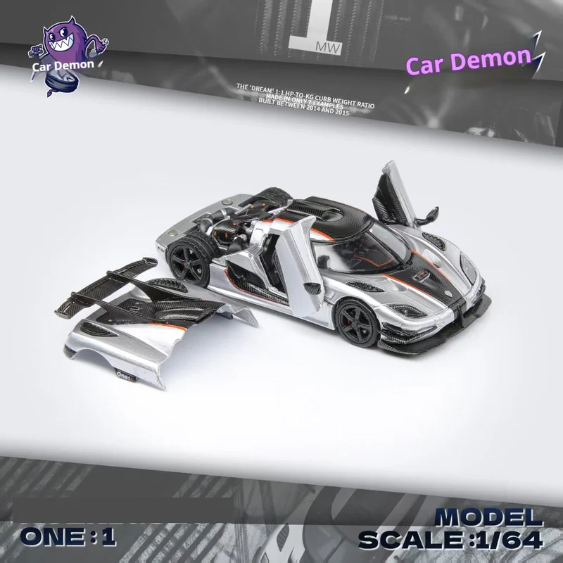 DKA One:1 Silver 1:64 Alloy Diecast Car Model Opening Doors & Hood Limited Edition Collectible Simulation Vehicle Replica Gift