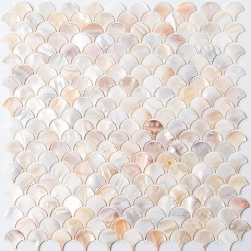 Artistic Shell Mosaic Tile Dyed Waterproof Fish Scale Tile Eco-friendly DIY Shell Wall Decor Porch Decoration
