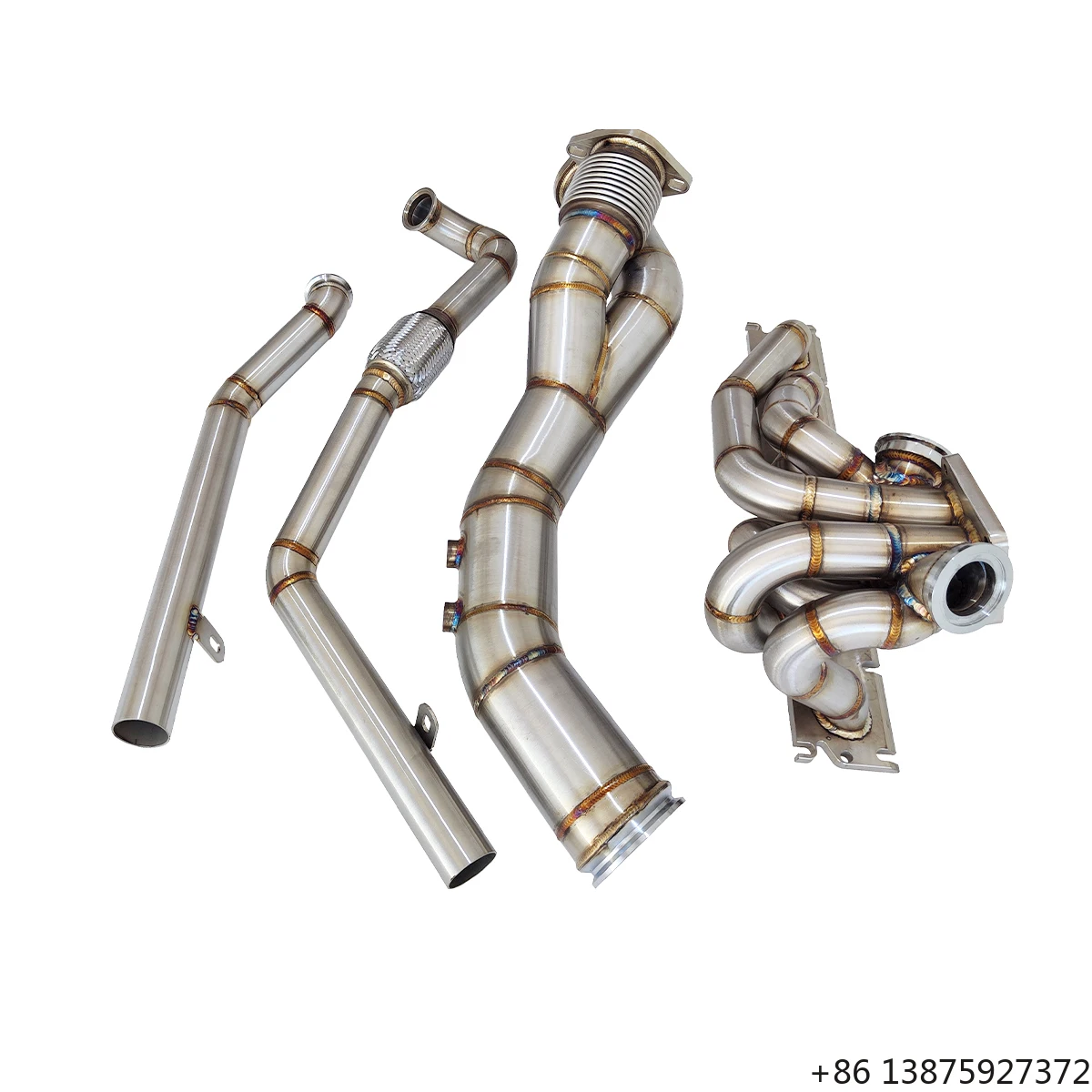 Ecnal for 2021+ S58 G80 M3 G82 M4 G87 M2 SS304 Single Turbine Manifold Connected to Garrett PTE Exhaust Pipe